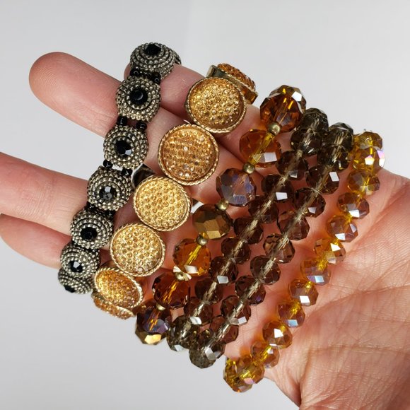 6 Beaded and Glass Facetted Crystal Bracelets - Picture 3 of 3